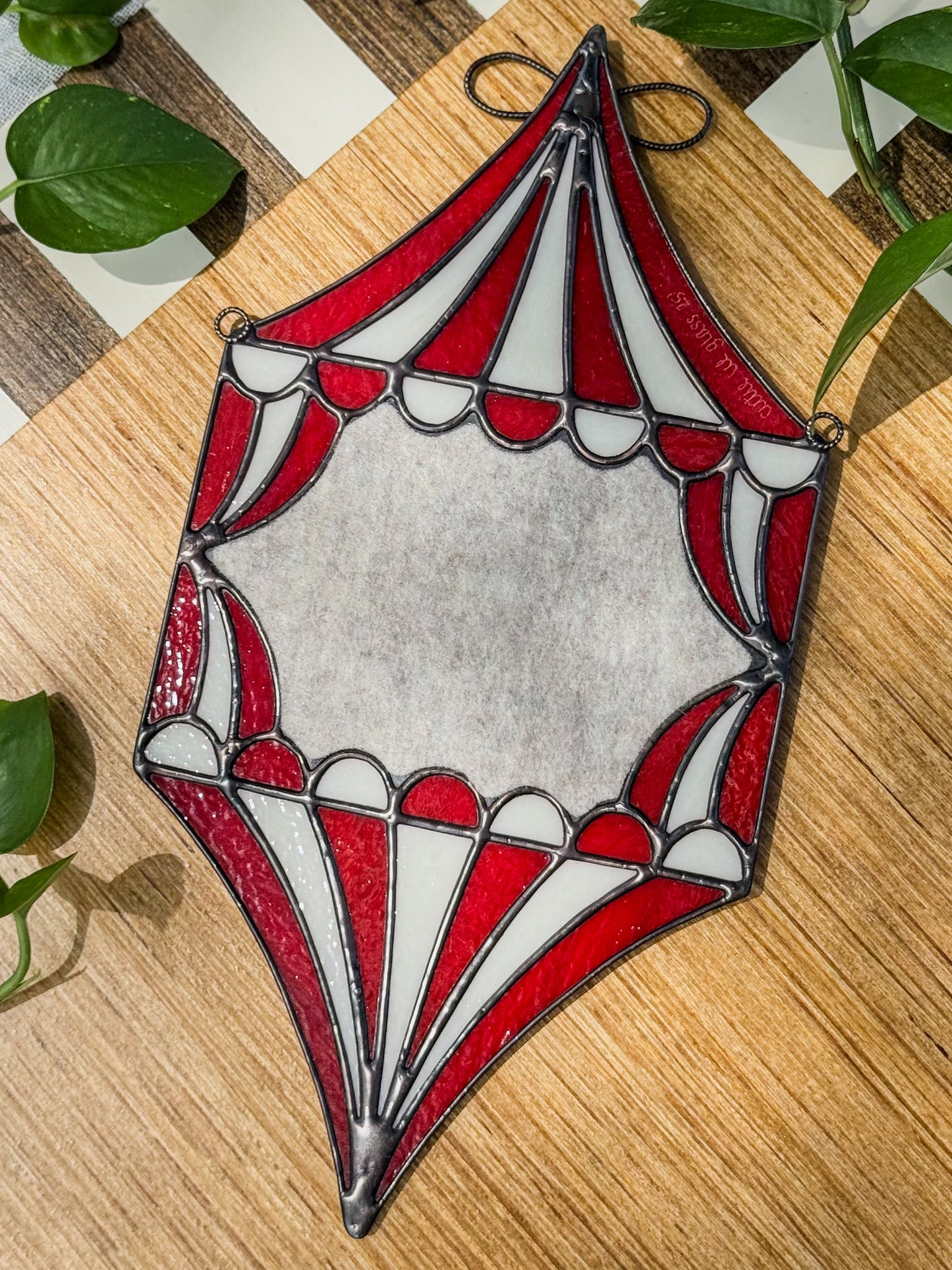 Deep Red and Cream Double Big Top Mirror