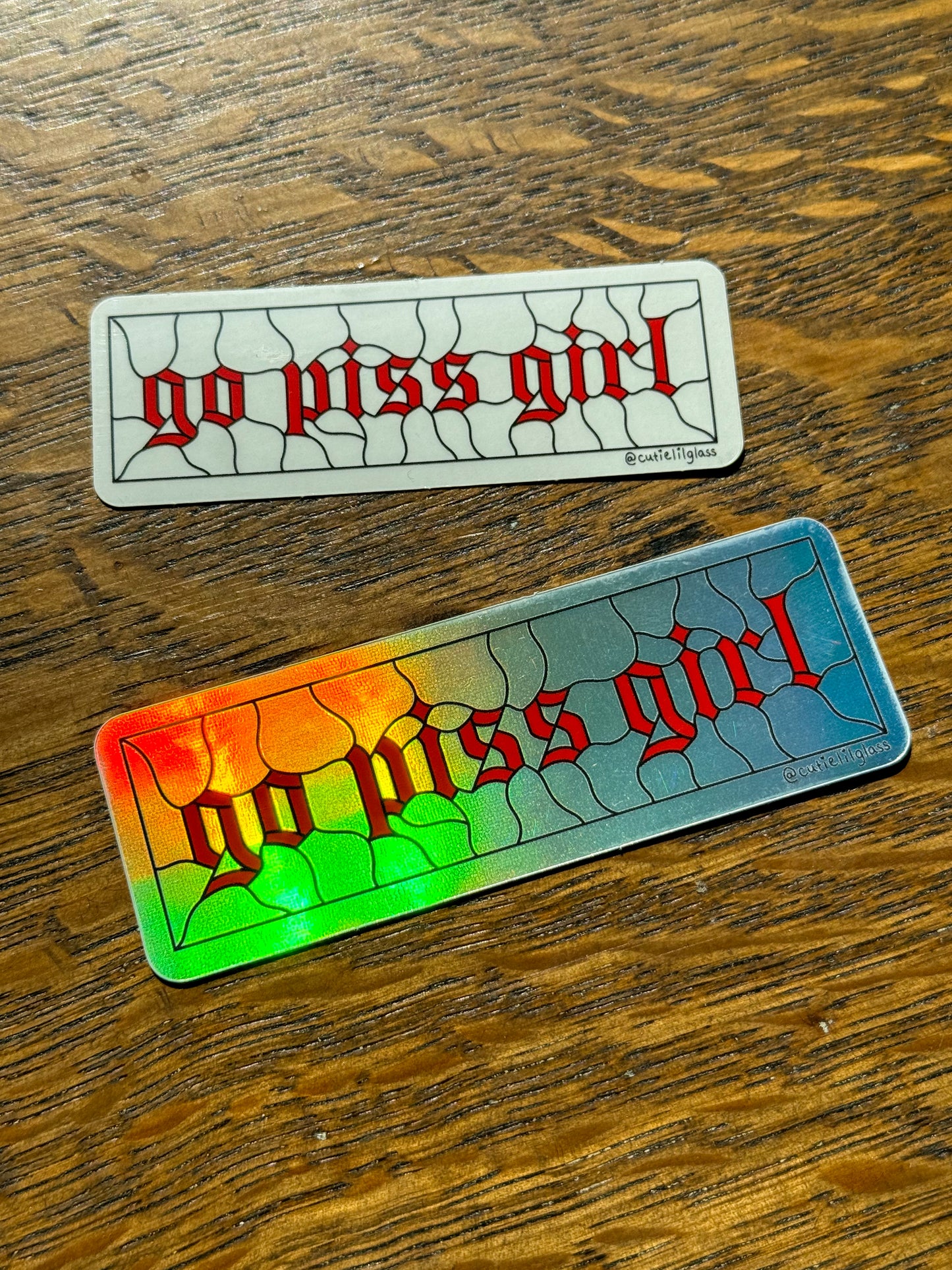 Holographic Go Piss Girl Sticker