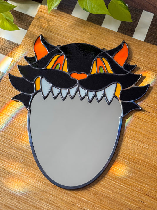 Vintage Halloween Black Cat Mirror