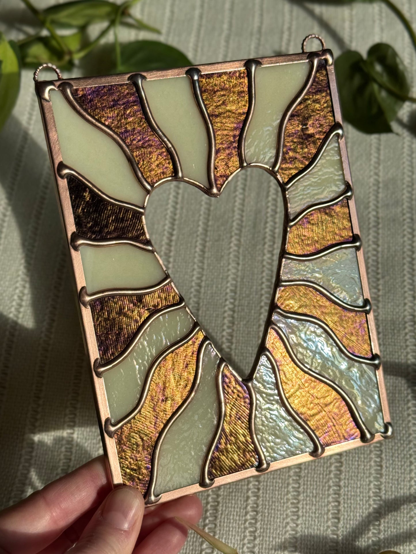Opalescent Heart Burst Suncatchers