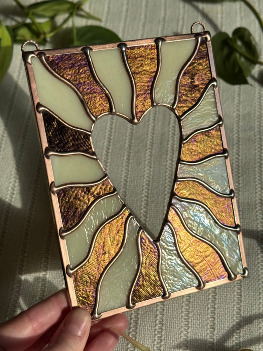 Opalescent Heart Burst Suncatchers