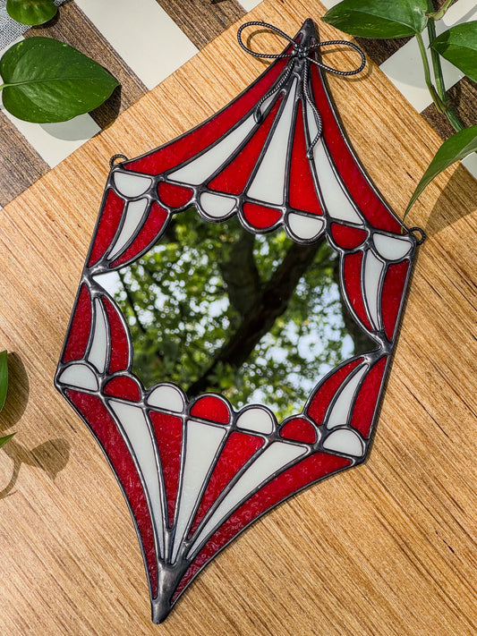 Deep Red and Cream Double Big Top Mirror