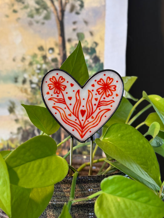 Hand-Painted Heart Plant Stakes