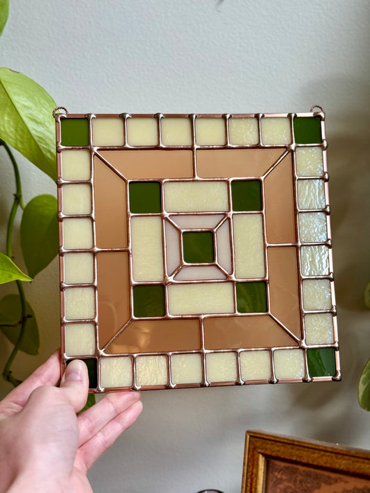 Quilt Inspired Stained Glass Panel