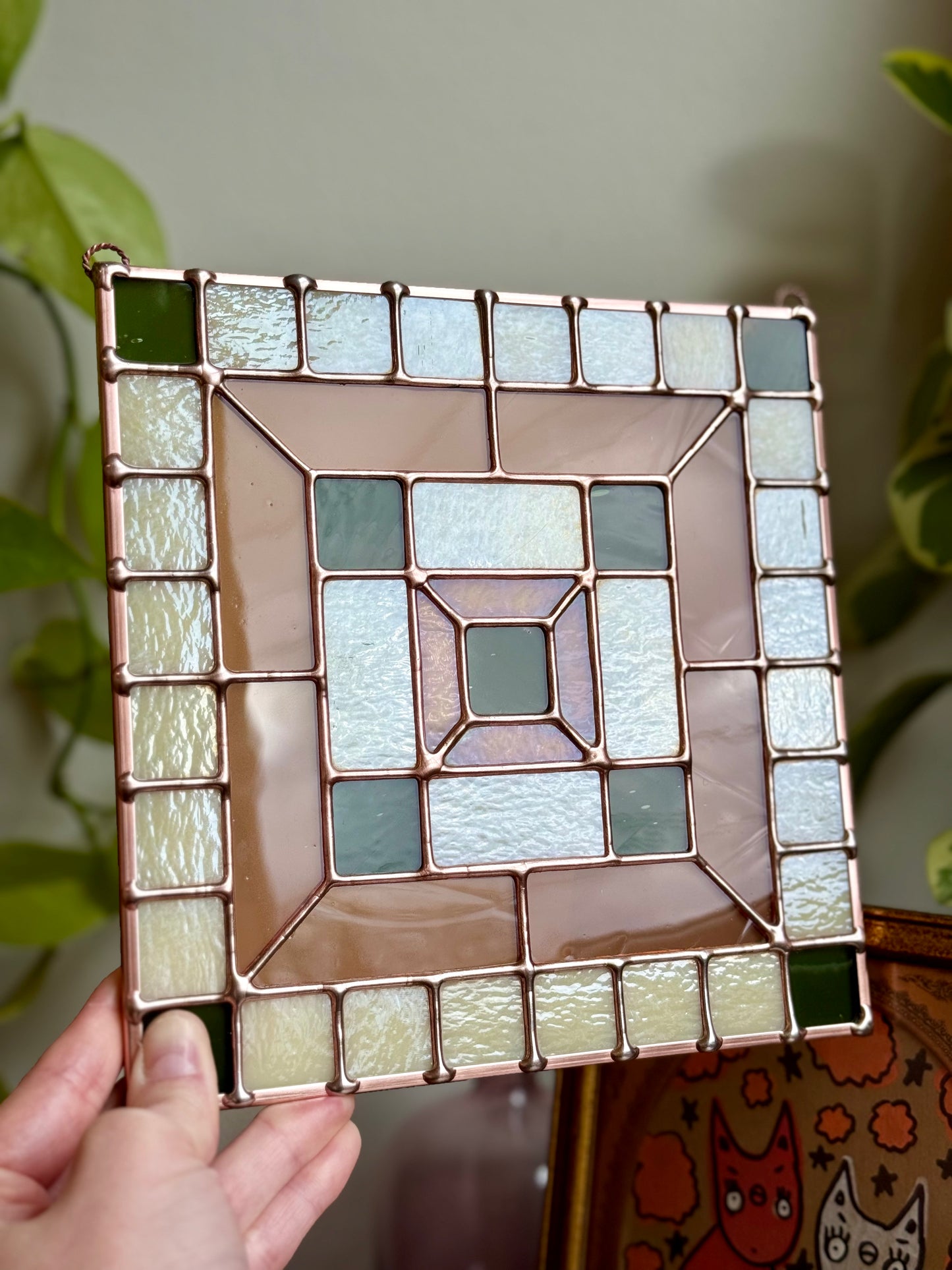 Quilt Inspired Stained Glass Panel