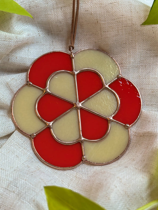 Tomato Red and Vanilla Folk Flower